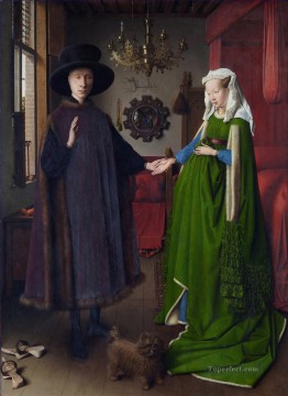  Wife Painting - Portrait of Giovanni Arnolfini and his Wife Renaissance Jan van Eyck